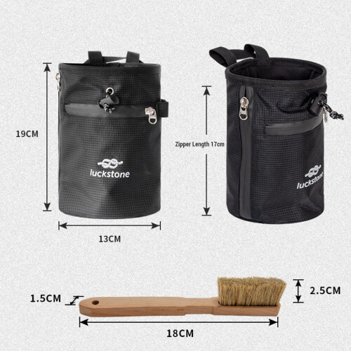 Bouldering Chalk Bag with 3 Elastic Brush Holders and Secure Fit