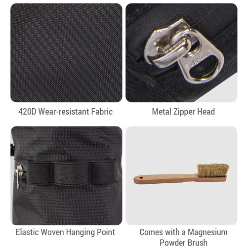 Bouldering Chalk Bag with 3 Elastic Brush Holders and Secure Fit 1