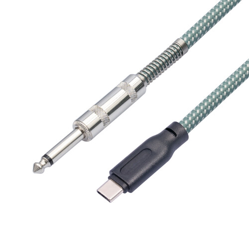6,35 mm auf Type-C Audio-Kabel, 3,0 m, grün abgeschirmt