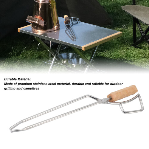 Kaminzange aus Edelstahl 42 cm Buchegriff 2