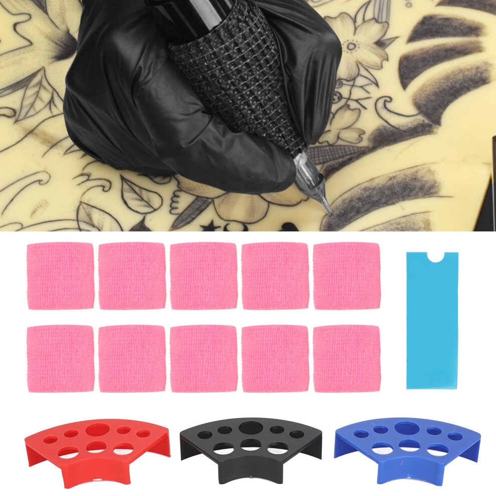 Blue/Pink Enhanced Tattoo Kit: Pen Covers Grip Tapes & Ink Holders - 213 Pc