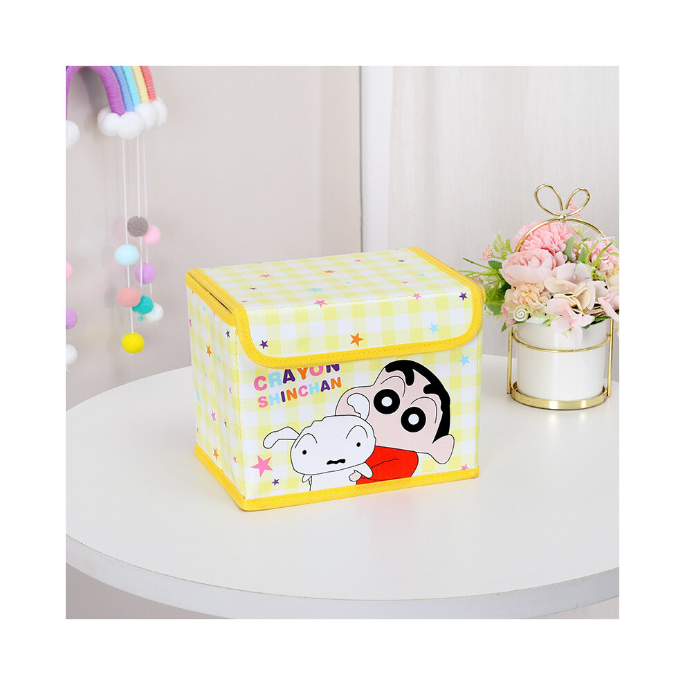 (Yellow Checkered) Cute Crayon Pajamas Shin Chan Shiro Striped Pattern Foldable Flip Box Storage-image-OPC-PJB29FK-NEW
