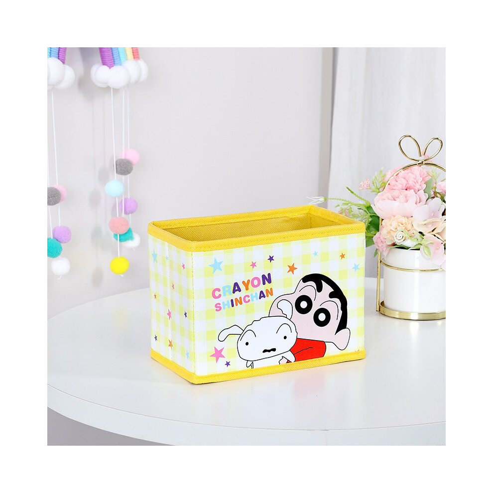(Yellow Check) Pajamas Crayon Cute Shin Chan Shiro Striped Pattern Foldable Desktop Storage Box-image-OPC-PJB29CY-NEW