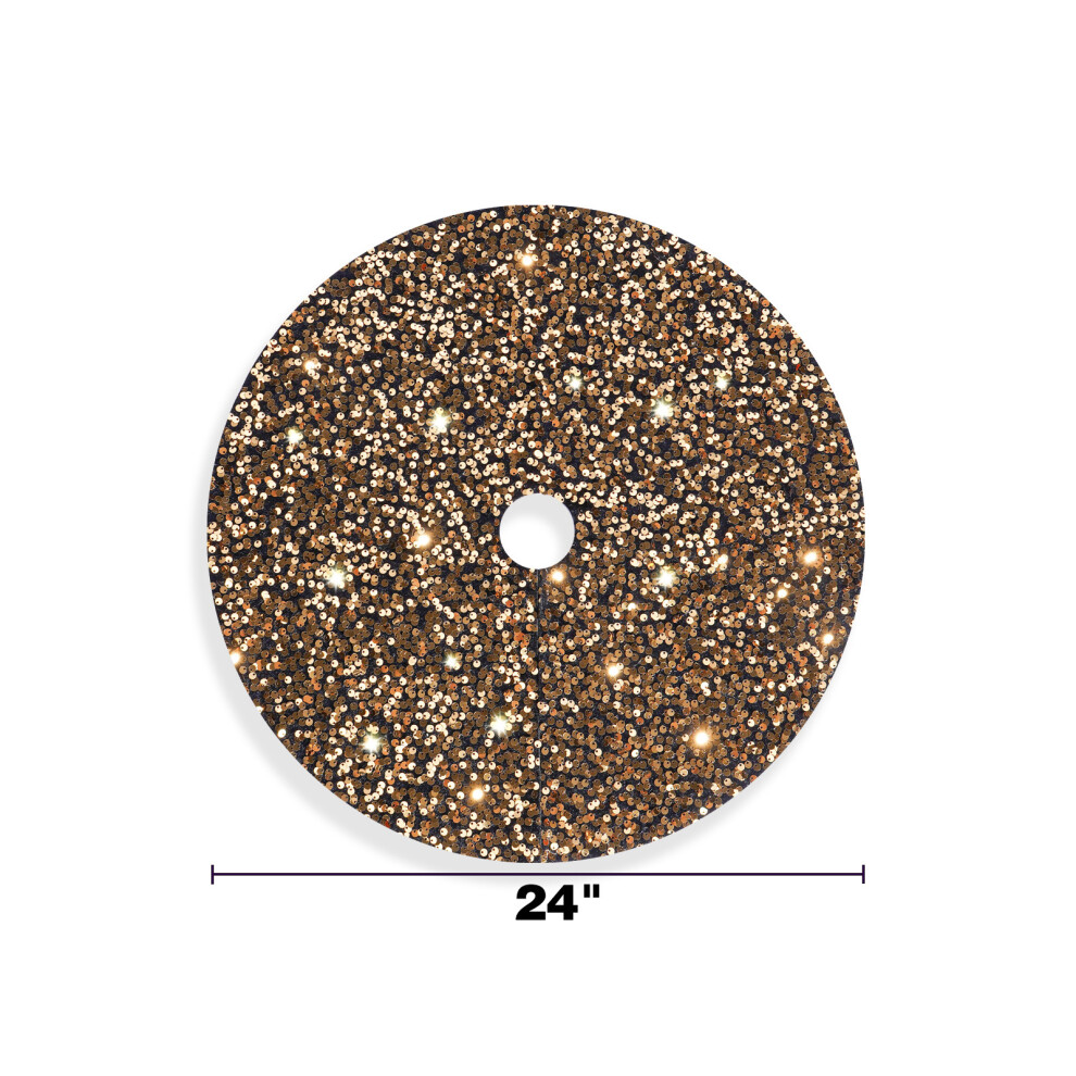 (Diameter 61cm/24 inches) Christmas high-end sequined tree skirt creative yellow apron Christmas tree accessories holiday decorations-image-OPC-PJB29T5-NEW