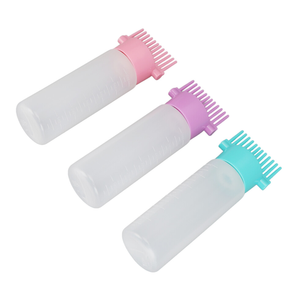 3pcs Root Comb Applicator Bottles 6Oz Plastic Hair Dye Squeeze Brush