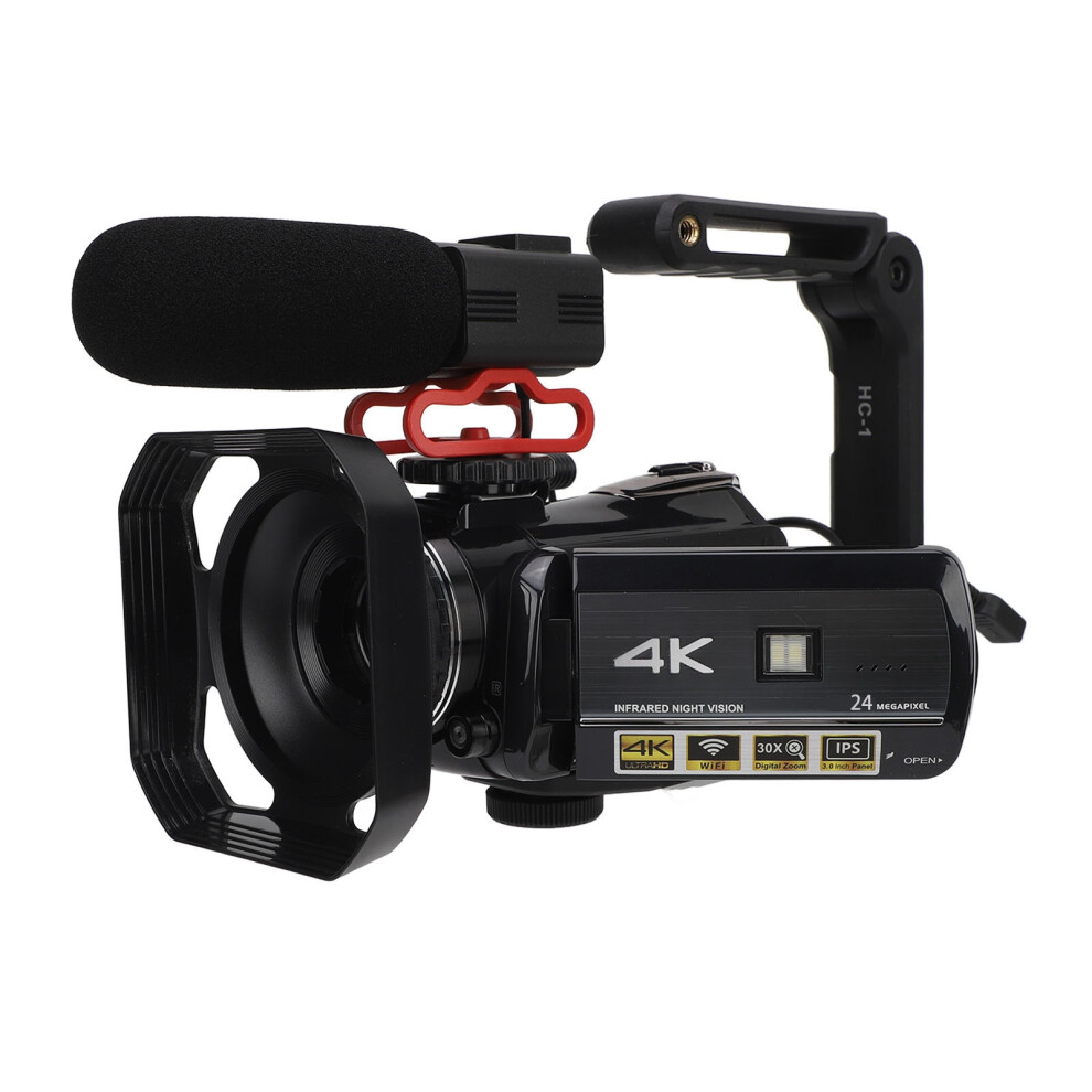4K Ultra HD Camcorder 24MP 3.0in Touchscreen Night Vision 32x Zoom
