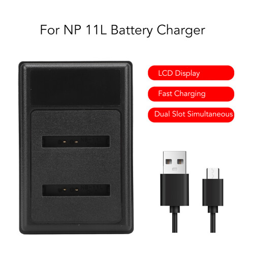 NB 11L Chargeur LCD USB-C à 2 emplacements 4,2 V 600 mA 2