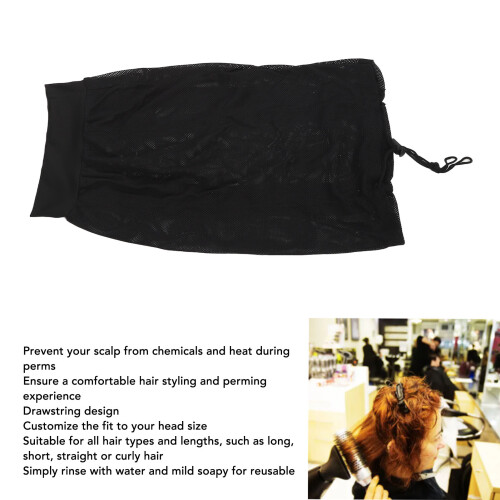 4 piezas de gorro de malla para secado del cabello, lavable, negro 2