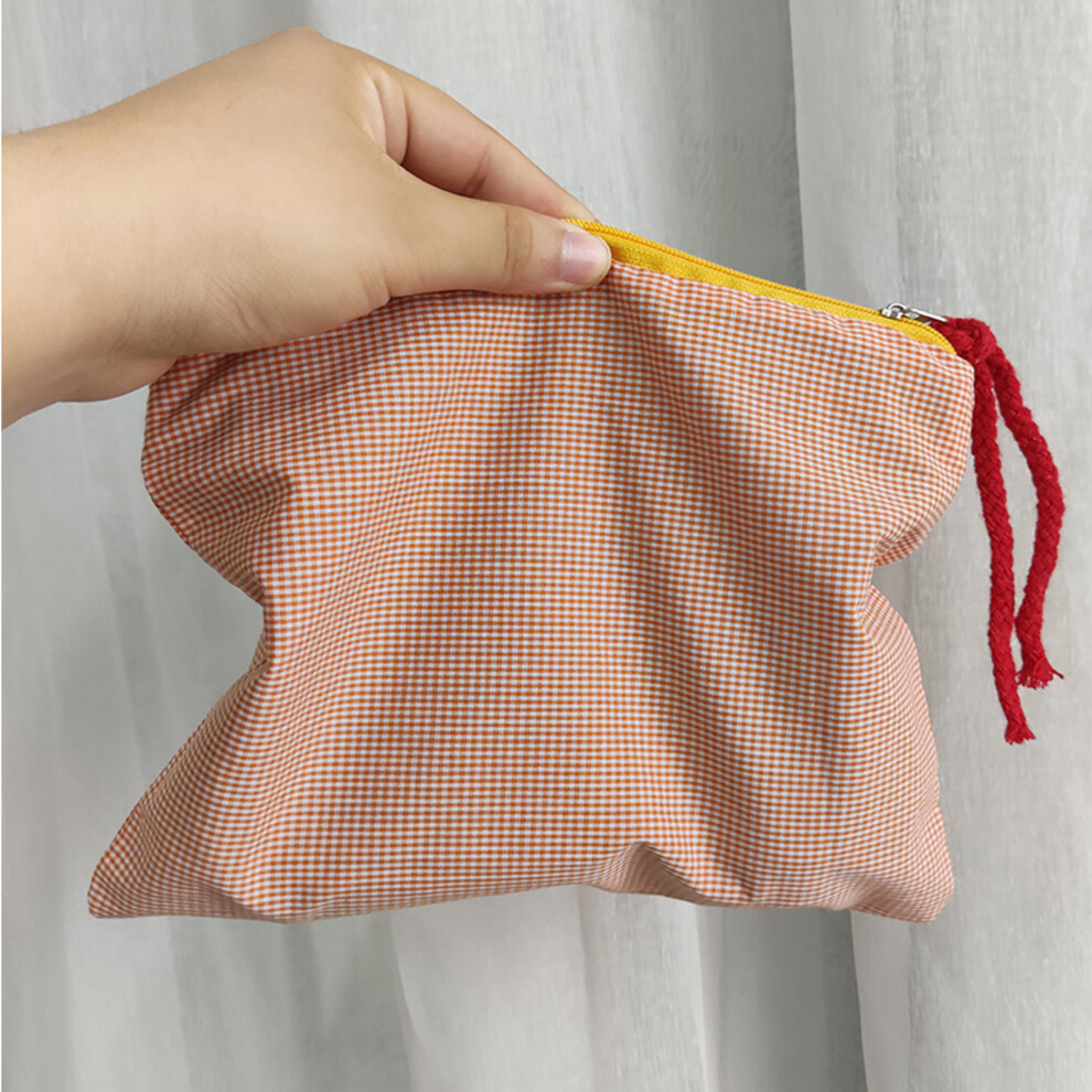 Orange Large Capacity Waterproof Oxford Cosmetic Travel Bag Â Grid