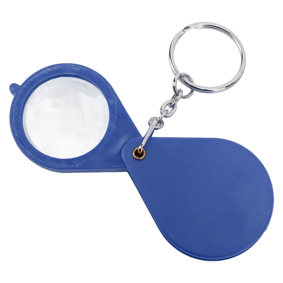 Blue Compact 10X Magnifier Keychain For Outdoor Reading And Travel