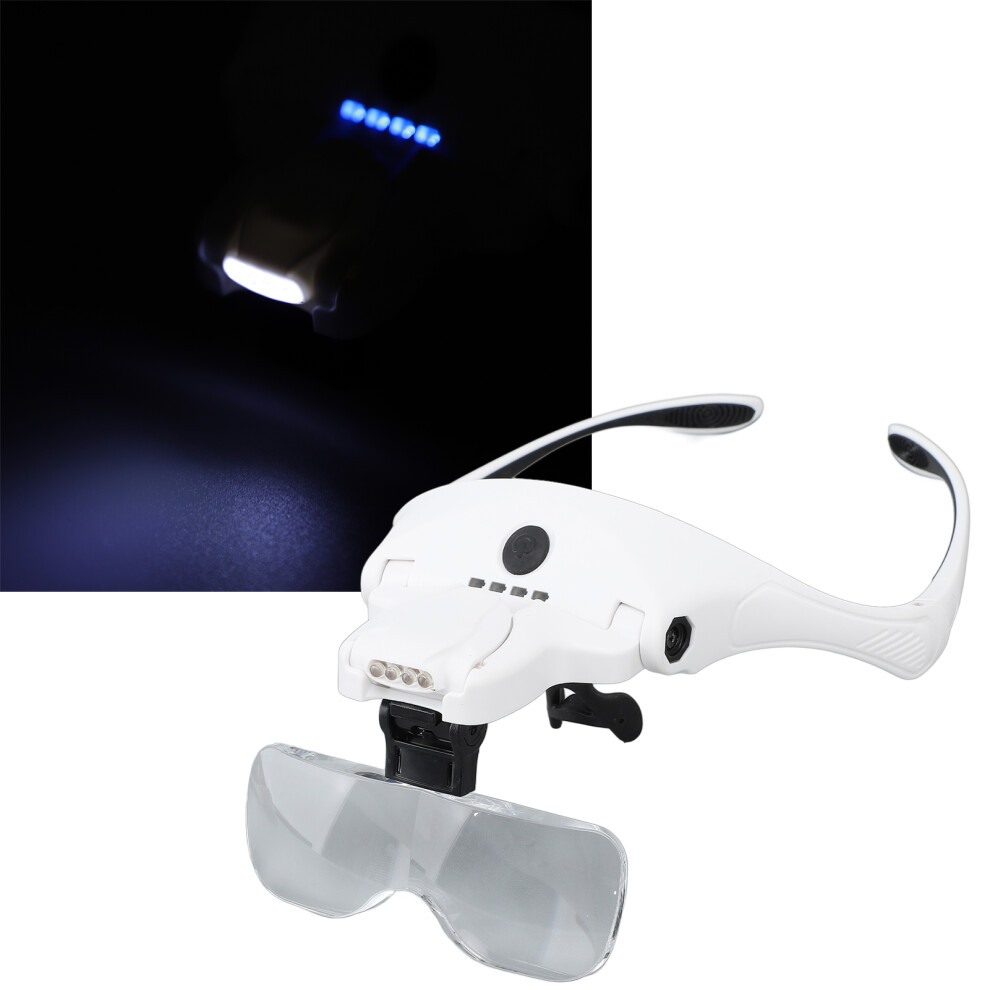 Rechargeable Headband Magnifier with 4 LED Lights & 5 Lenses, 300mAh