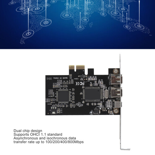 Tarjeta riser PCIe x1 a 1394A FireWire de 3 puertos, verde 2