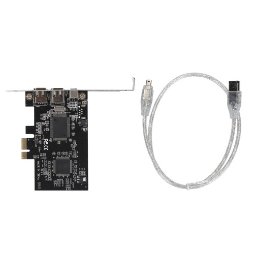 Tarjeta riser PCIe x1 a 1394A FireWire de 3 puertos, verde 1