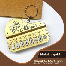 (Metallic Gold) Mini Electronic Piano Keychain With Light And Music For Gift Creative Kids