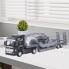 Gray Flatbed Trailer Toy, Detachable Military Tank Model 26.5x5cm