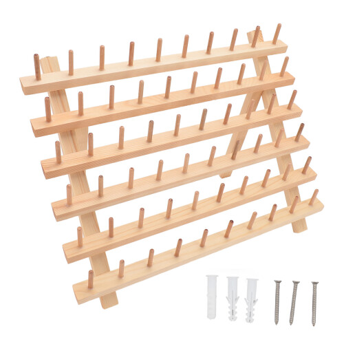 60 Spools Wooden Wall Mount Thread Rack, Sewing & Embroidery Stand 2