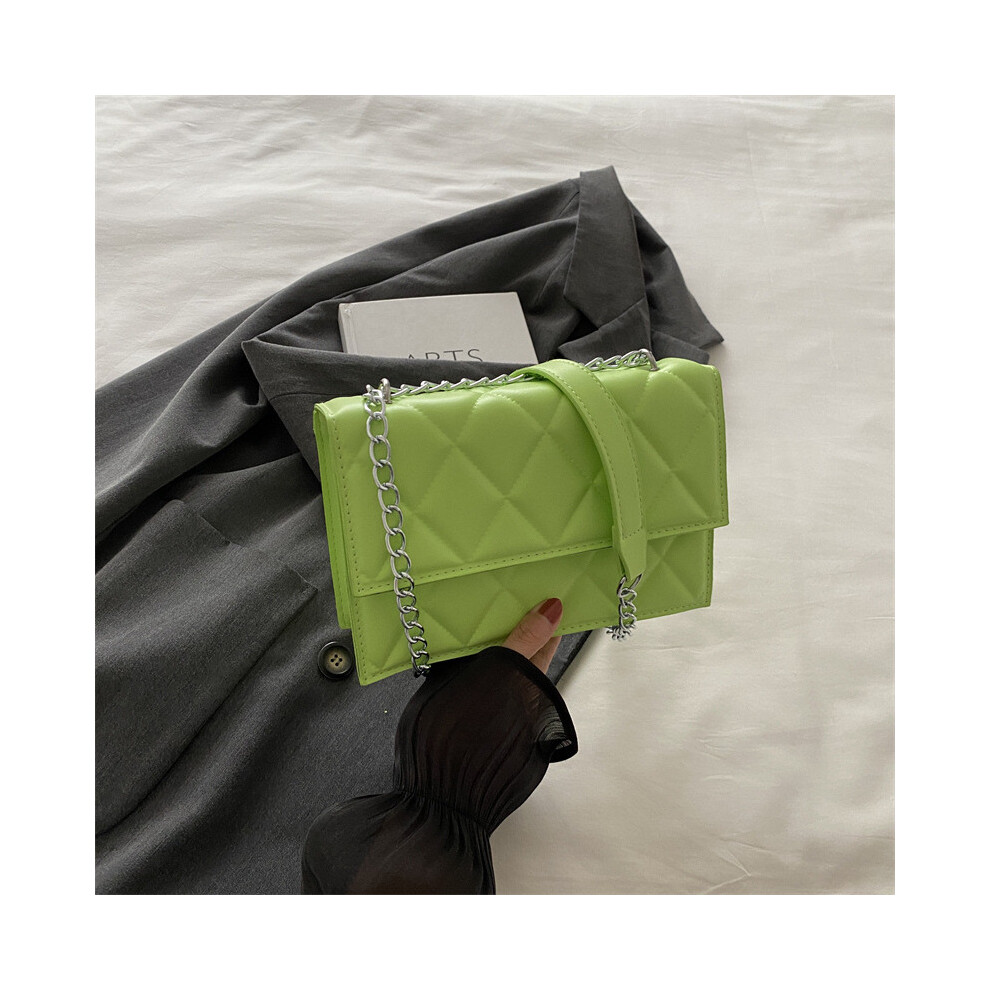 (Green) Small Trendy Medium Square Handbag With Unique Chain And Soft Pu Material Perfect Occasion For Every-image-OPC-PJB2XB5-NEW