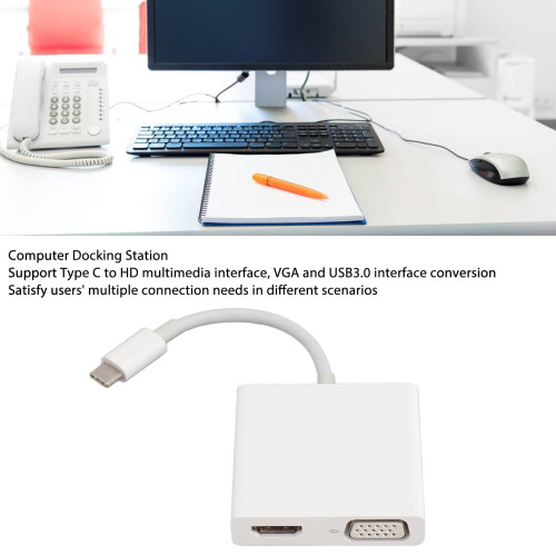 Adaptateur USB-C vers HDMI/VGA USB3.0, Plug & Play 2