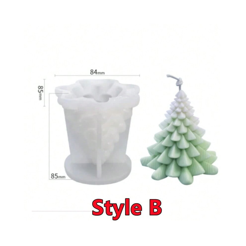 (Style B) New 3D Christmas Tree Candle Silicone Mold DIY Christmas Candle Making Kit Handmade Soap Plaster Resin Baking Tools Holiday Gift-image-OPC-PJB56GG-NEW