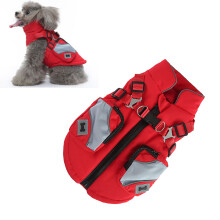 Rote XL-Hundewinterjacke - Geschirr mit Reißverschluss