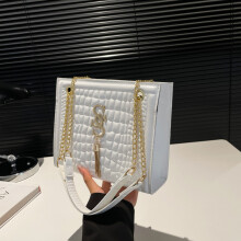 (White) Tote Everyday Sophisticated Bag For Women With Chain Accent Soft And Structure