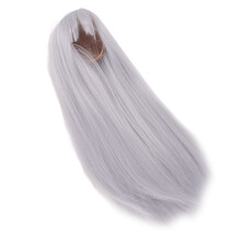 Perruque de poupée 1/4, 7-8 po, cheveux bleus longs et raides avec frange