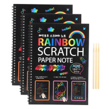 3Pcs Scratch Paper Note Multicolor Rainbow Art