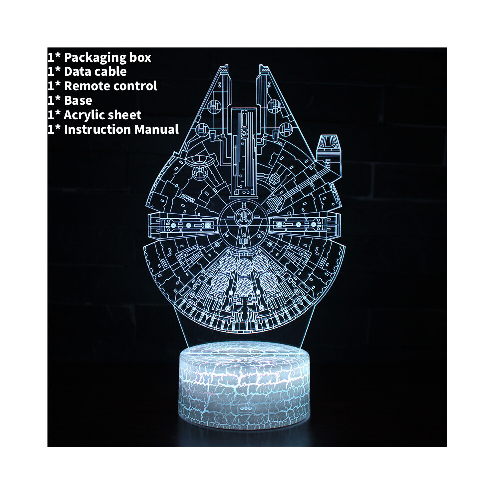 (Millennium Falcon) Star Death Wars Star Millennium Falcon 3d Led Night Lamp Bedroom Decoration Lamp