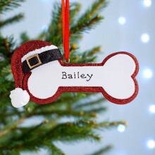 (Three) Stylish Resin Handpainted Christmas Dog Bone Ornaments In Various Designs For Holiday Decor