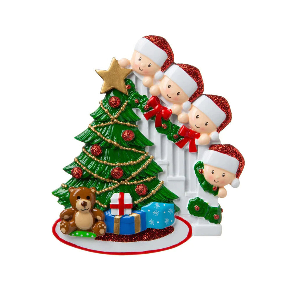 (4Person Resin Print) Zibi Diy Beautiful Christmas Family Resin Mask Ornament Celebratory Santa Design Cheer For Festive-image-OPC-PJB5V5R-NEW