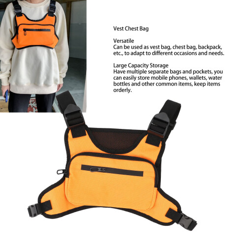 Weste Brusttasche Großes Fassungsvermögen Orange Canvas Größe S 2