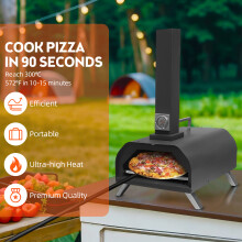 Portable Stainless Steel Wood Pellet Pizza Oven 75x53x31cm Black