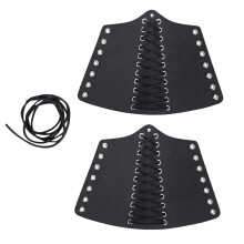 2 Sets Punk Bracer Black Outdoor PU Retractable