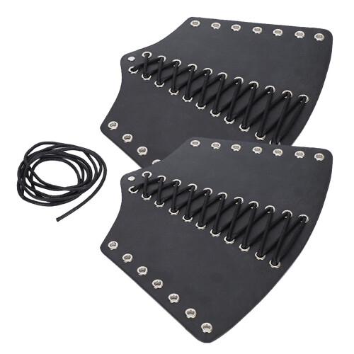 2 Sets Punk Bracer Black Outdoor PU Retractable 1
