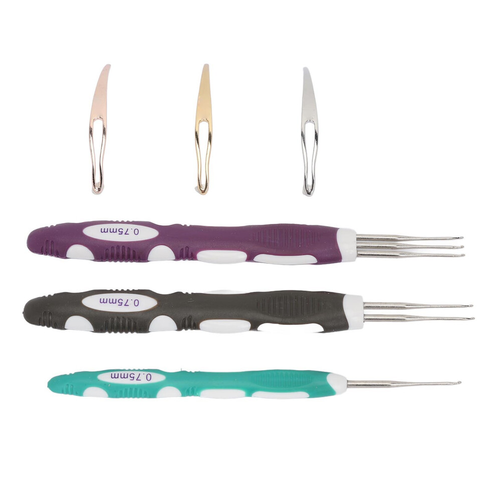 Unisex Versatile 6Pcs Dreadlock Crochet Hook Set With Curved Ergonomic Design