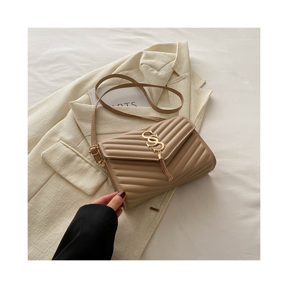 (Khaki) Trendy Versatile And Solid Color Mini Square Handbag For Women With Design Soft-image-OPC-PJB66YN-NEW