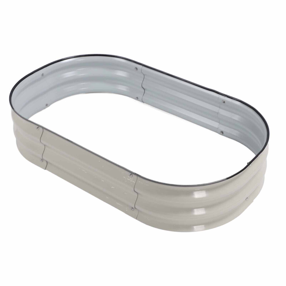 Oval Ivory White Steel Raised Garden Bed Kit 105x60x20cm