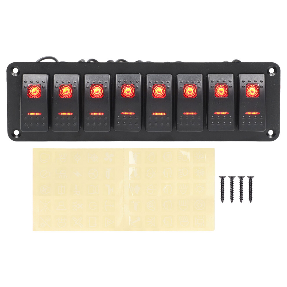 8 Gang Rocker Switch Panel Led Backlit On Off 9121376102165