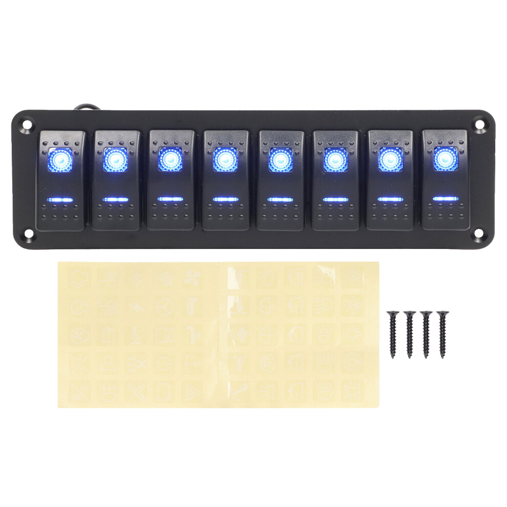 8 Gang Rocker Switch Panel Led Backlit On Off 9121376102196