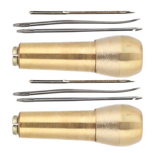 2 Set Copper Handle Sewing Awl Taper Leather Shoe 2