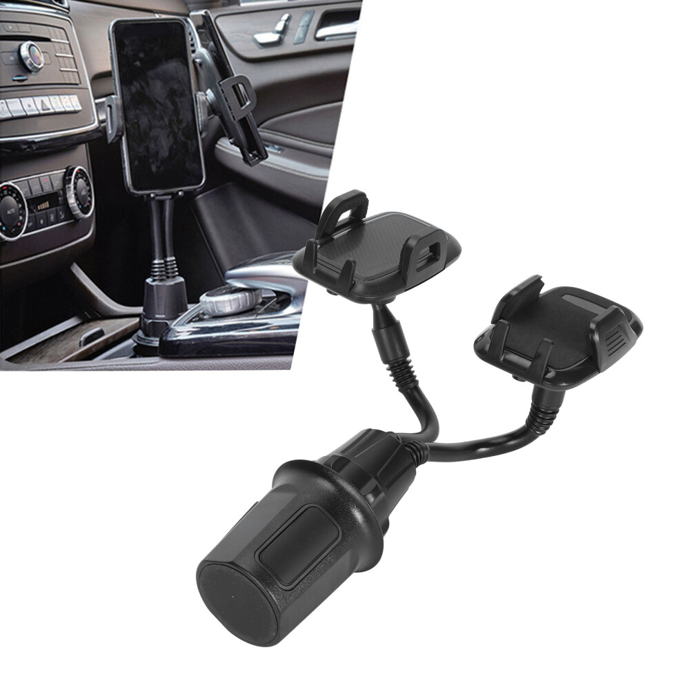 Dual 4Â7" Car Cup Phone Holder 360 Rotatable Gooseneck Black 3481331772472