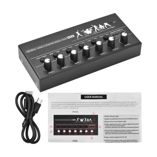 Mixer audio a 6 canali, nero, 15  7  2,4 cm 2