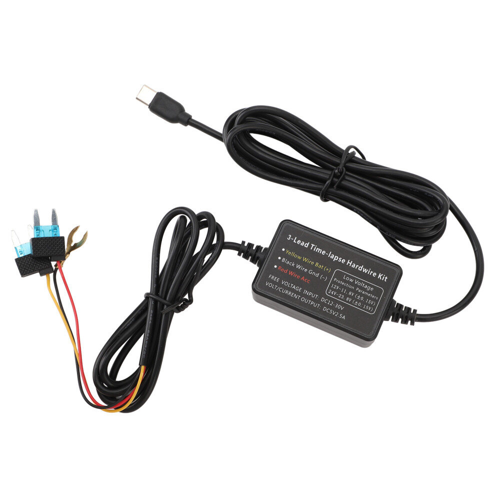 3.2M Type C Dash Cam Power Cord Hardwire Kit 12Vâ30V To 5V Adapter 9341331785466