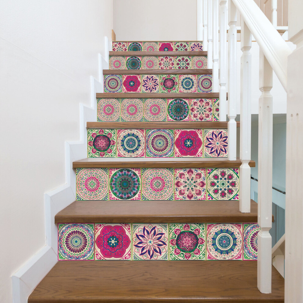 Durable 24Pcs Pvc Tile Decals: Easy Apply Floral Patterns For Walls 9361331787963