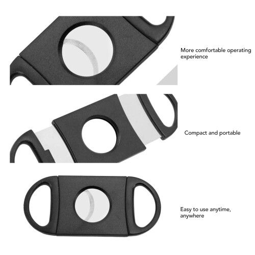 Compact Stainless Steel Cigar Cutter & Punch Set - Sleek Black 2