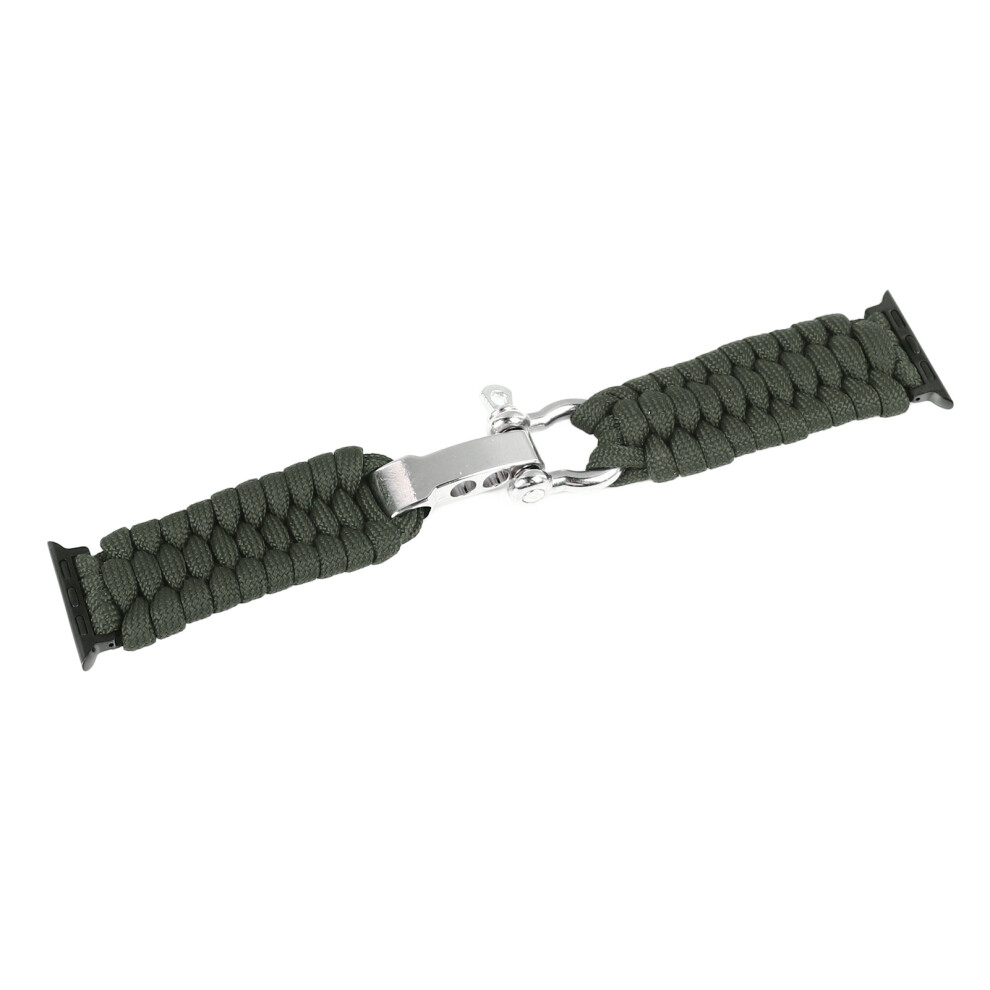 Adjustable Nylon & Alloy Braided Watch Band For Ios Watch 1-9 & Se Green 4281331793038