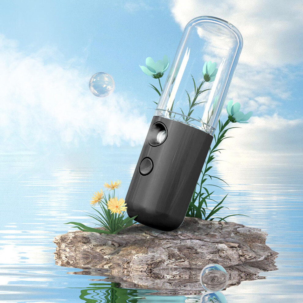 Black Home Use Nano Mist Sprayer Portable Usb Rechargeable 50Ml Facial Hydrator