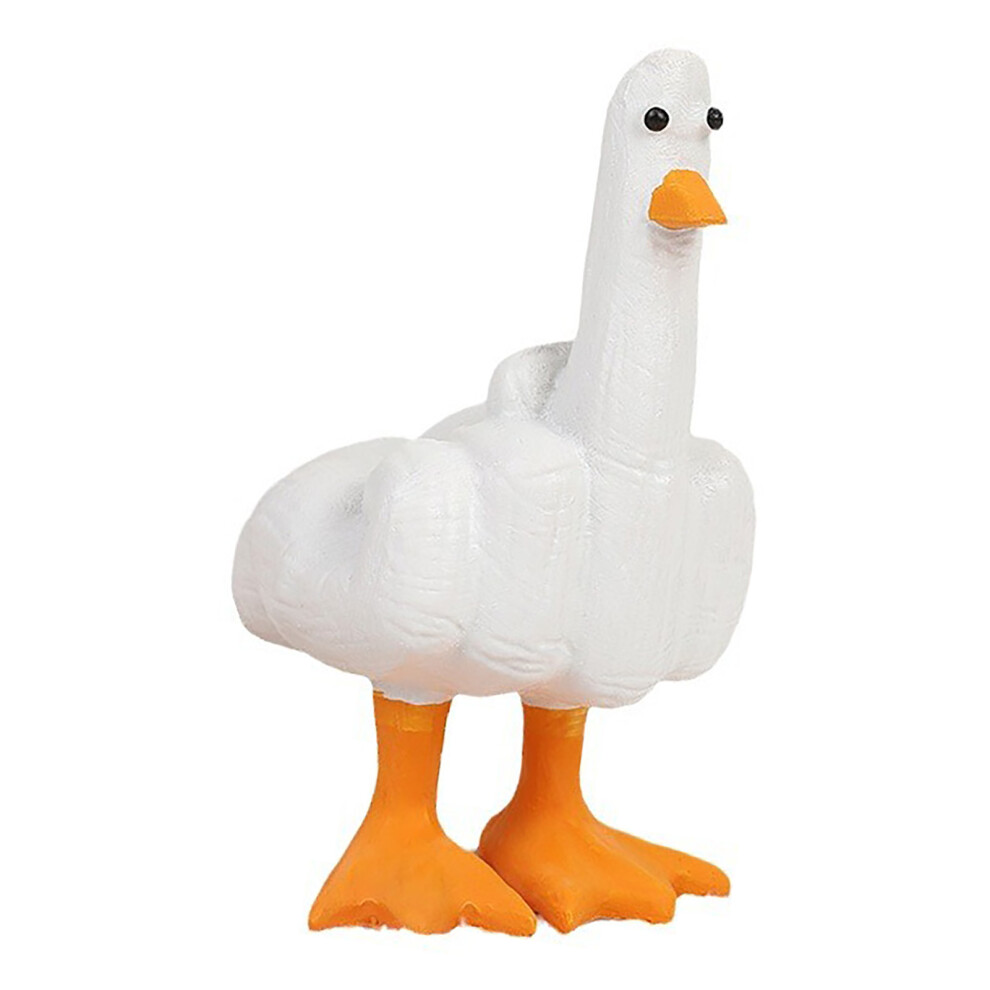 Vibrant Handmade Synthetic Resin Middle Finger Duck Figurine 11x9.5x16cm
