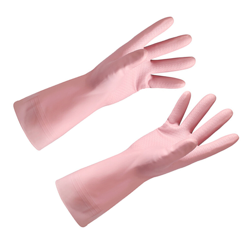 Waterproof Non-Slip Pink Rubber Cleaning Gloves for Kitchen Use L-image-OPC-PJB6KKC-NEW