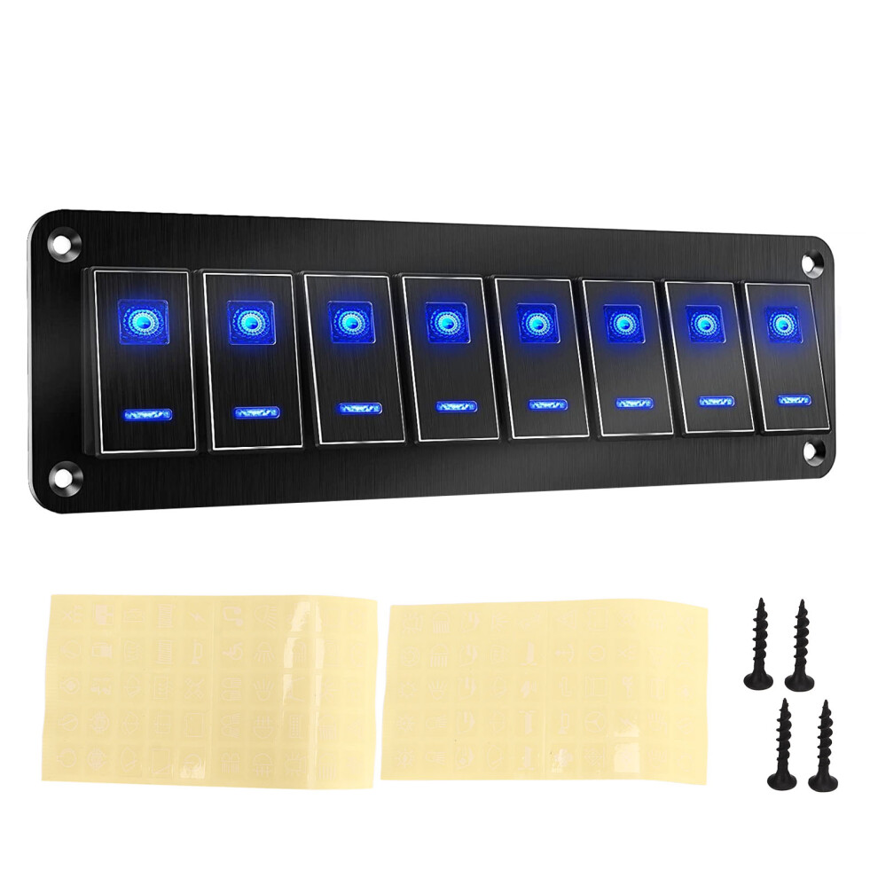 8 Gang Rv Aluminum Toggle Switch Panel Dc12v To 9121376108969